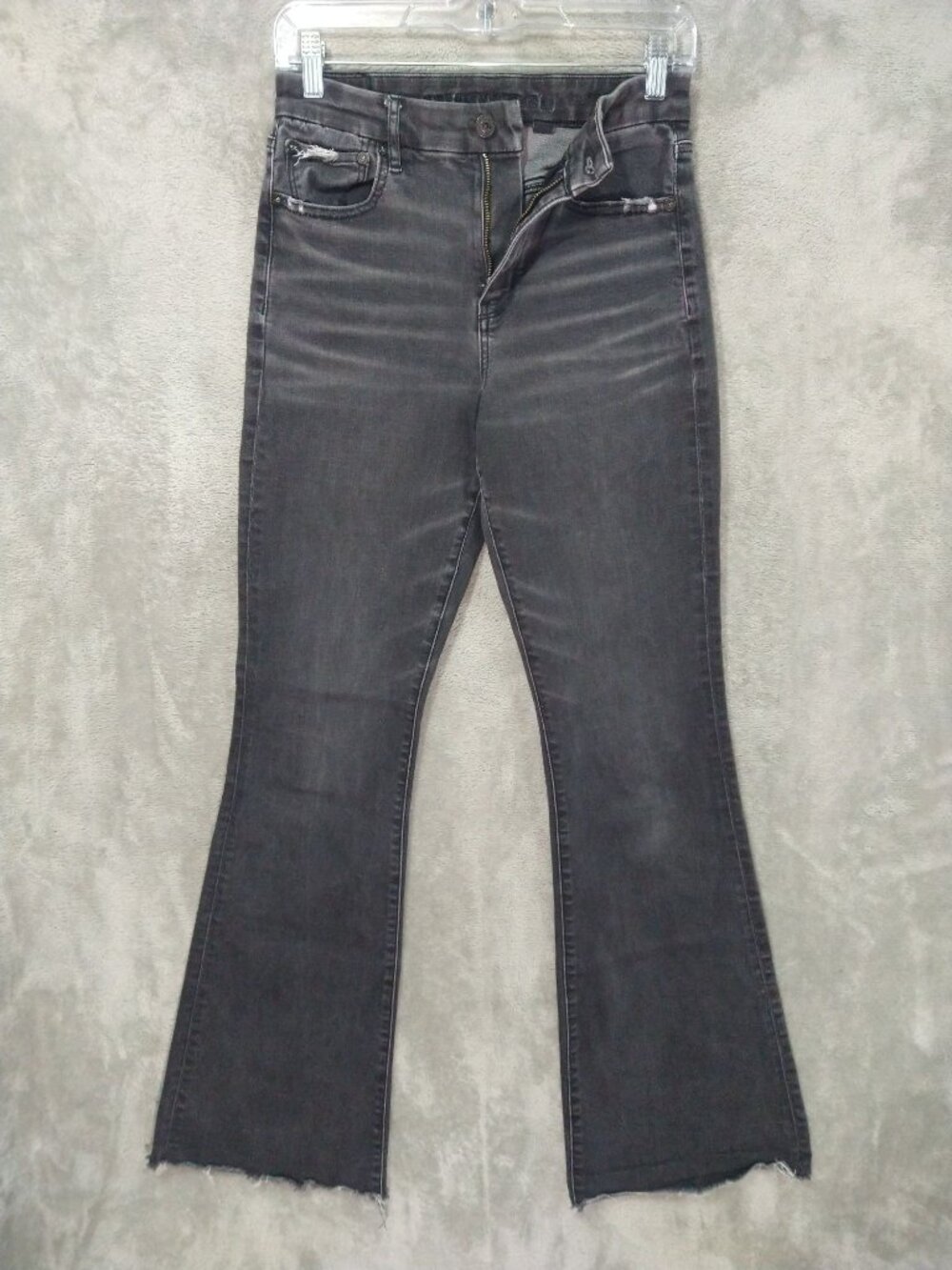 American Eagle Jeans Women 6 Long Black Next Level Stretch Curvy High Rise Flare